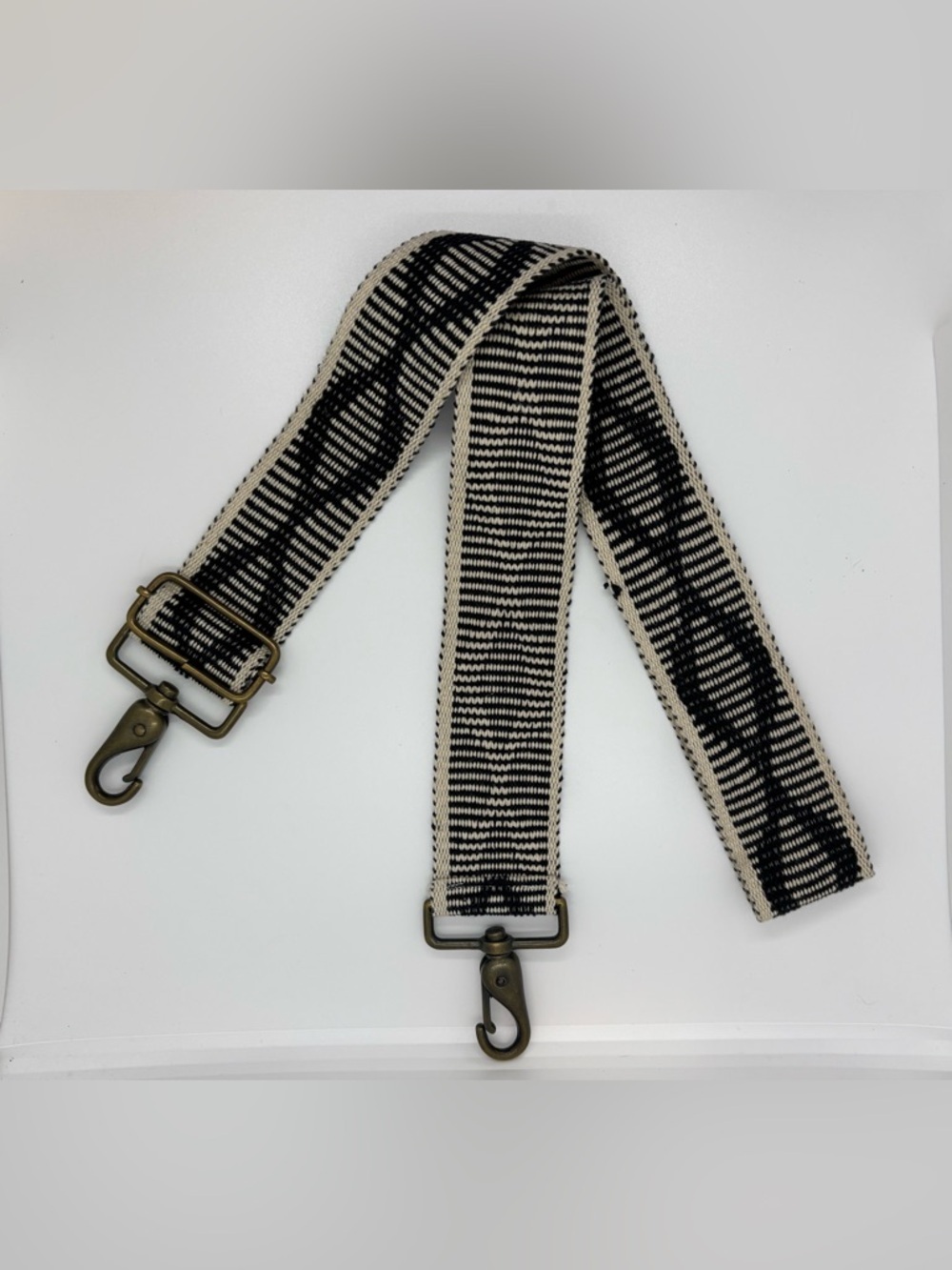 Boho Fair Trade Artisan Trades of Hope Black & Cream Woven Adjustable Bag Strap